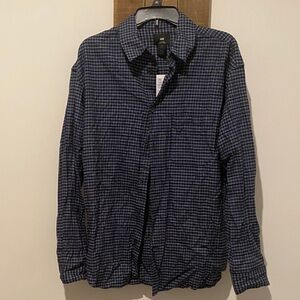 H&M Blue Checkered Loose Fit Shirt